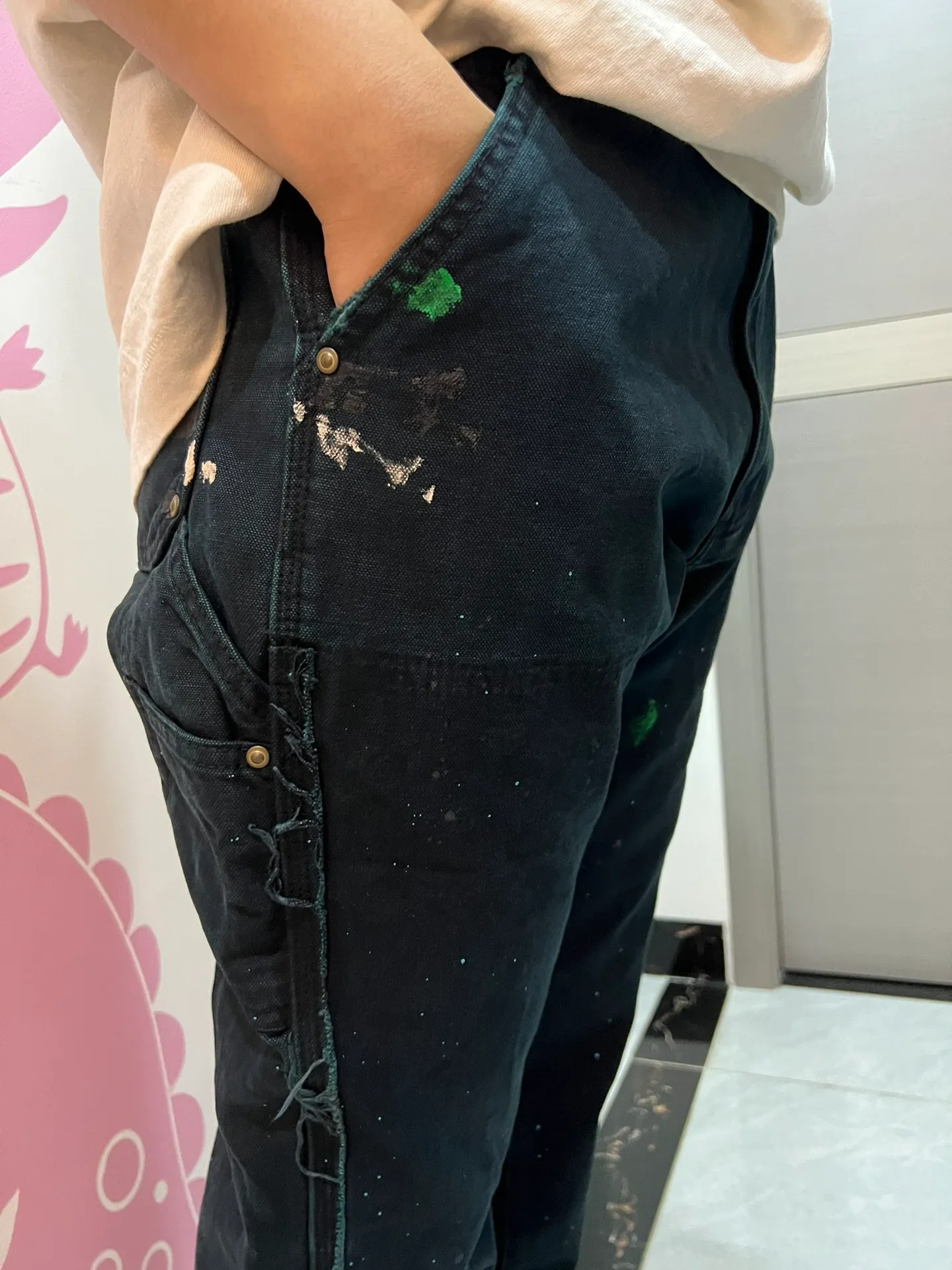 GALLERY DEPT. LA FLARE CARPENTER PANTS First generation paint-splashed ink-washed flared lumberjack pants Carhartt base version modified overalls blue black S-XL